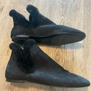 The Row short Chelsea boot with fur